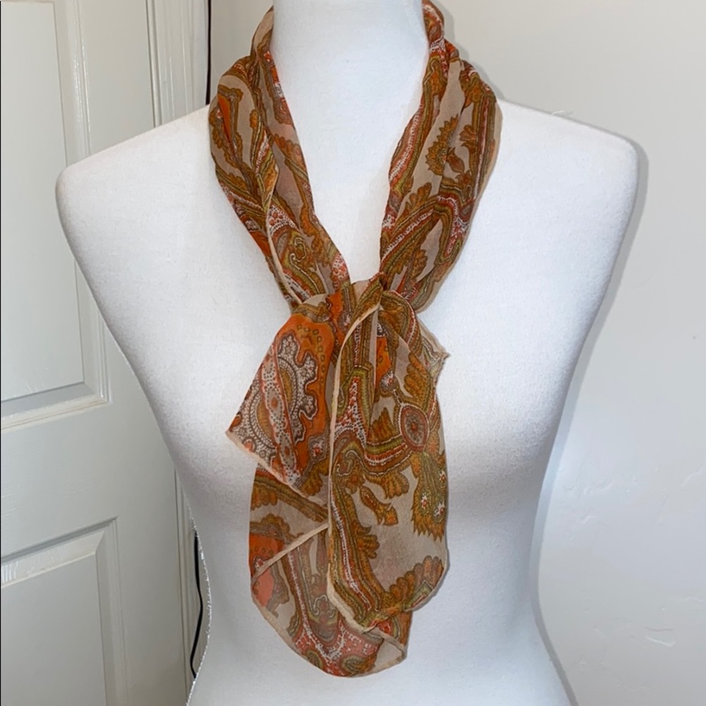 Vintage Glentex 100% Silk Hand Rolled Scarf